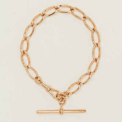 Vintage 9ct Rose Gold Long Link Bracelet With T-Bar - Bracelet - Walker & Hall