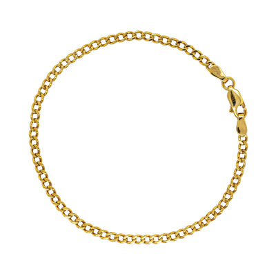 Deja Vu 9ct Yellow Gold Flat Curb Link Bracelet 19cm - Bracelet - Walker & Hall