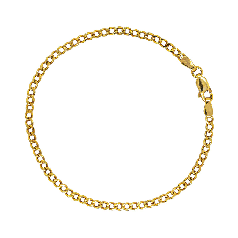 Deja Vu 9ct Yellow Gold Flat Curb Link Bracelet 19cm - Bracelet - Walker & Hall
