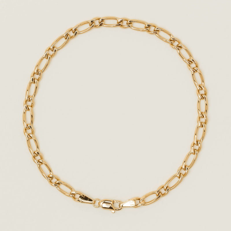 Deja Vu 18ct Yellow Gold Figaro Bracelet 20cm - Bracelet - Walker & Hall