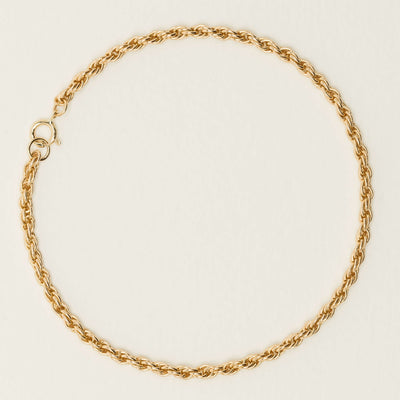 Deja Vu 14ct Yellow Gold Rope Link Bracelet 19cm