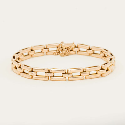 Vintage 14ct Rose Gold Gate Bracelet with Safety Chain