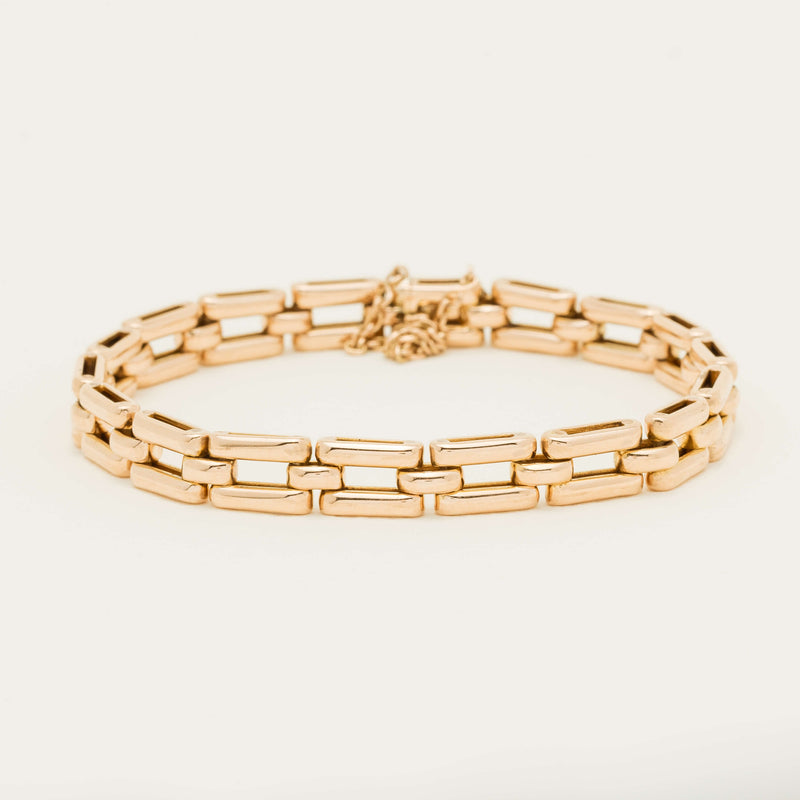 Vintage 14ct Rose Gold Gate Bracelet with Safety Chain
