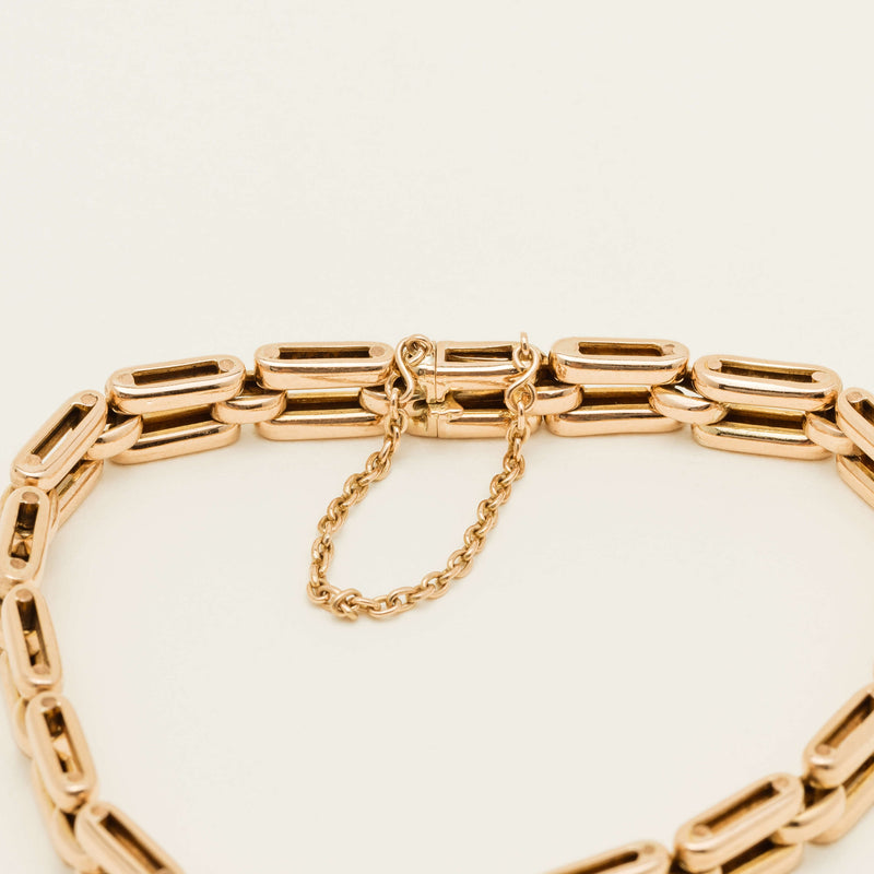 Vintage 14ct Rose Gold Gate Bracelet with Safety Chain