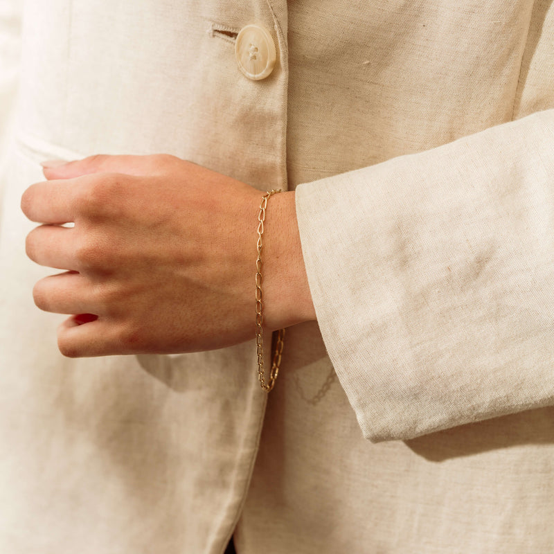 Deja Vu 9ct Yellow Gold Cable Link Bracelet 22cm
