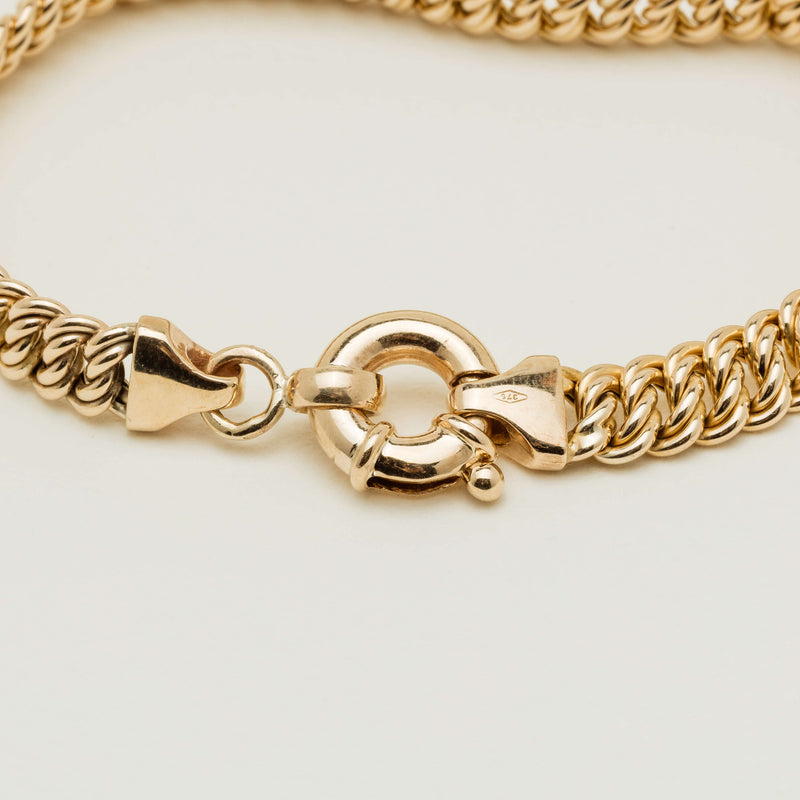 Deja Vu 9ct Yellow Gold Hollow Double Curb Link Bracelet - Bracelet - Walker & Hall