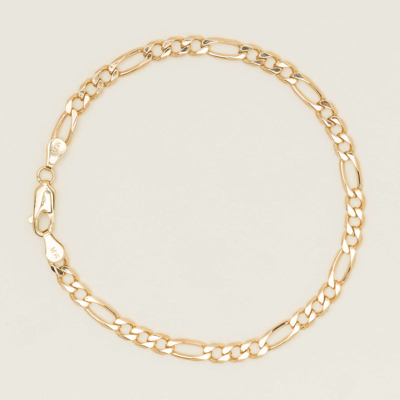 Deja Vu 9ct Yellow Gold Figaro Bracelet - 19cm