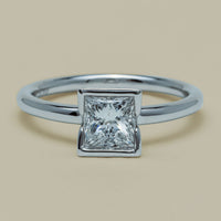 18ct White Gold 1.01ct Reclaimed Princess-Cut Diamond Elle Ring - Ring - Walker & Hall