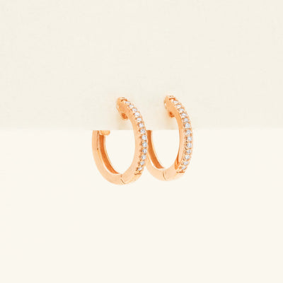 9ct Rose Gold Diamond Huggie Earrings - Earrings - Walker & Hall