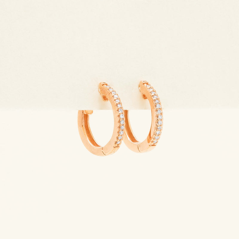 9ct Rose Gold Diamond Huggie Earrings - Earrings - Walker & Hall