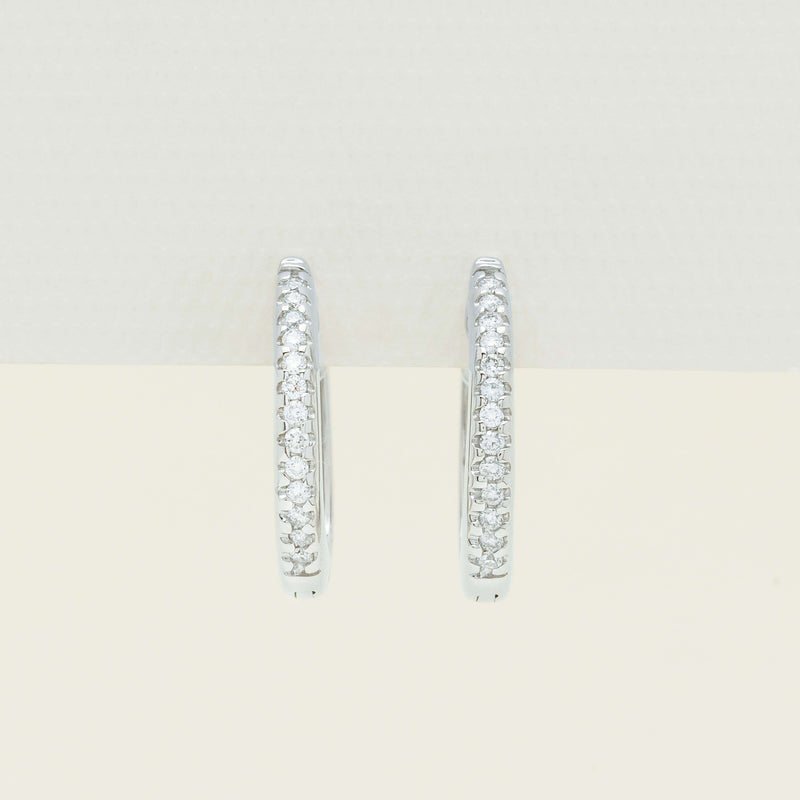9ct White Gold Diamond Huggie Earrings - Earrings - Walker & Hall