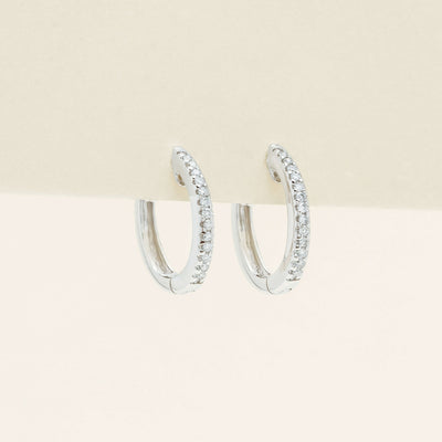 9ct White Gold Diamond Huggie Earrings - Earrings - Walker & Hall