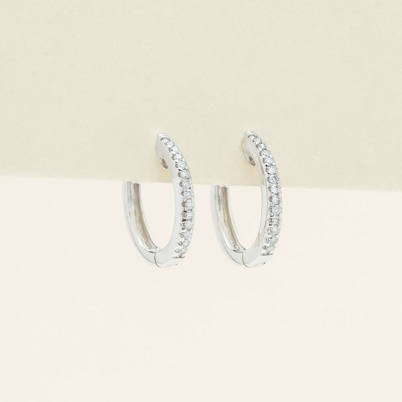 9ct White Gold Diamond Huggie Earrings - Earrings - Walker & Hall