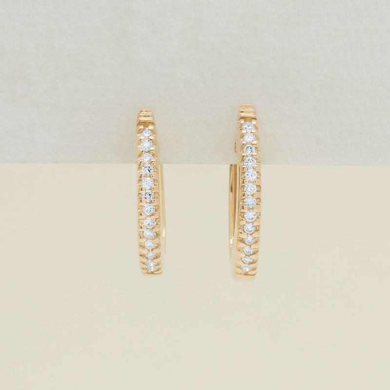 9ct Yellow Gold Diamond Huggie Earrings - Earrings - Walker & Hall