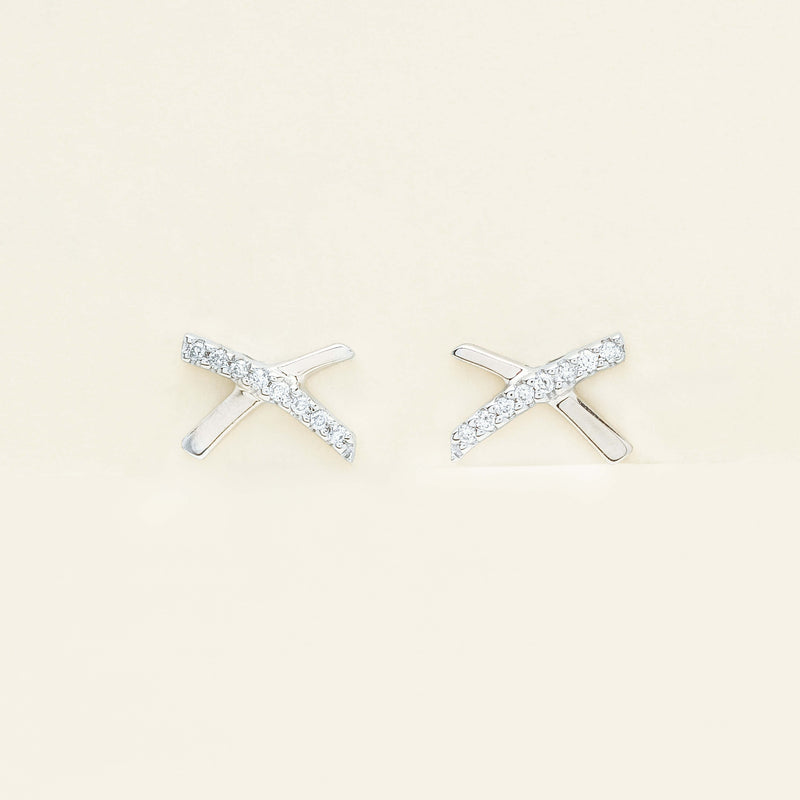 9ct White Gold Diamond Kiss Earrings - Earrings - Walker & Hall