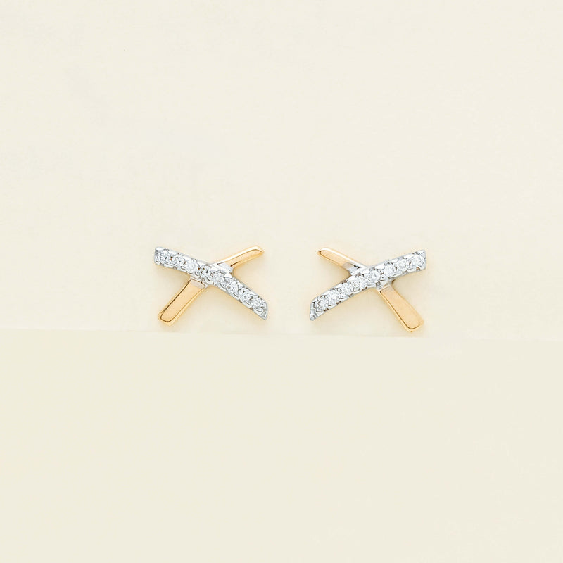 9ct Yellow Gold Diamond Kiss Earrings - Earrings - Walker & Hall