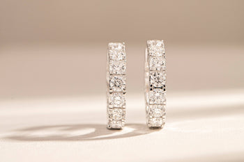 Natural diamond Jubilee Hoop Earrings on neutral background
