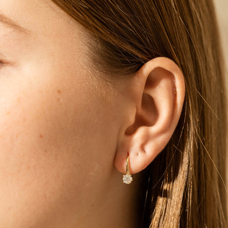 18ct Yellow Gold .80ct Diamond Blossom Hook Earrings - Earrings - Walker & Hall