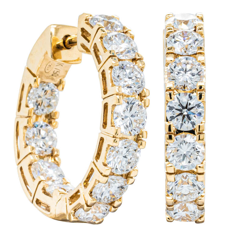 18ct Yellow Gold 4.05ct Diamond Jubilee Hoop Earrings - Earrings - Walker & Hall