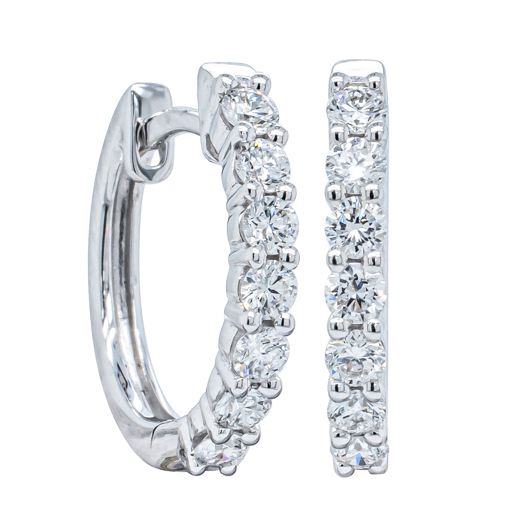 18ct White Gold .55ct Diamond Hoop Earrings - Earrings - Walker & Hall