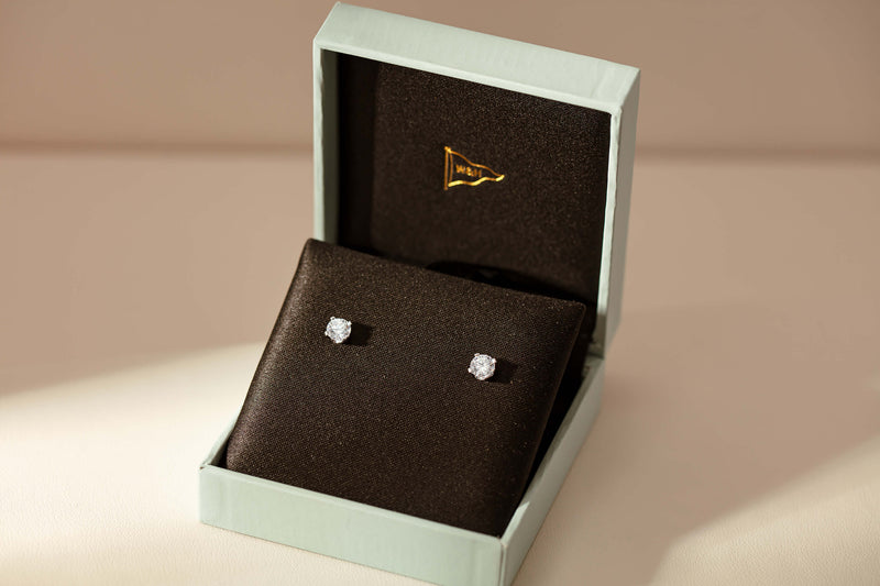 Blossom diamond studs in Walker & Hall jewellery box
