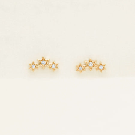9ct Yellow Gold Diamond Stars Studs - Earrings - Walker & Hall