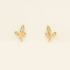 9ct Yellow Gold Diamond Leaf Studs - Earrings - Walker & Hall