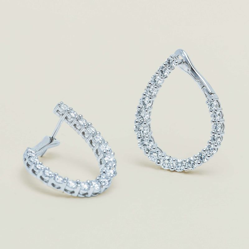 18ct White Gold 2.16ct Diamond Elise Swirl Hoop Earrings - Earrings - Walker & Hall