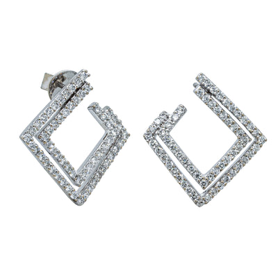 Deja Vu 18ct White Gold 1.20ct Diamond Geometric Earrings - Earrings - Walker & Hall