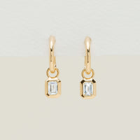 18ct Yellow Gold .58ct Emerald Diamond Natalia Hoop Earrings