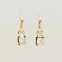 18ct Yellow Gold .51ct Radiant Diamond Natalia Hoop Earrings
