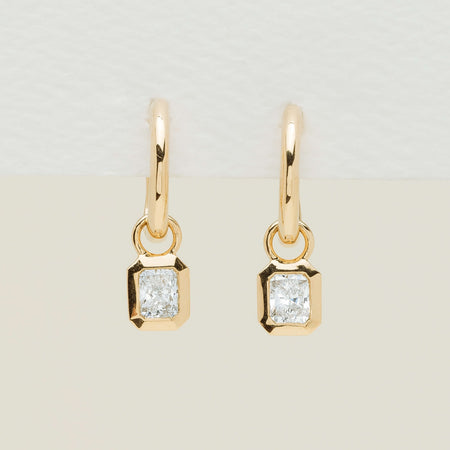 18ct Yellow Gold .51ct Radiant Diamond Natalia Hoop Earrings