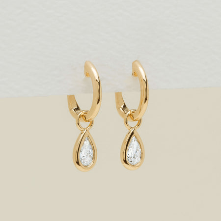 18ct Yellow Gold .50ct Pear Diamond Natalia Hoop Earrings