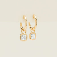 18ct Yellow Gold .58ct Cushion Diamond Natalia Hoop Earrings - Earrings - Walker & Hall