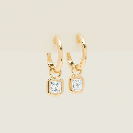 18ct Yellow Gold .58ct Cushion Diamond Natalia Hoop Earrings - Earrings - Walker & Hall