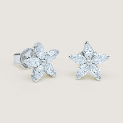 18ct White Gold 2.07ct Diamond Jasmine Star Earrings