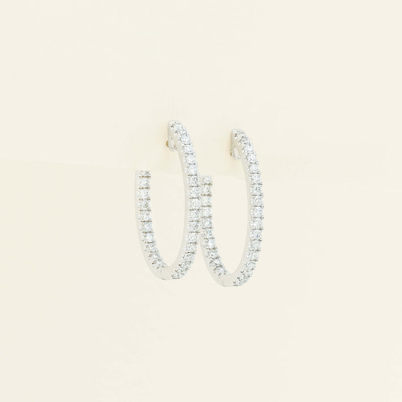 18ct White Gold 1.00ct Diamond Bella Hoop Earrings
