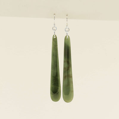 Sterling Silver NZ Greenstone Roimata Drop Earrings - Earrings - Walker & Hall