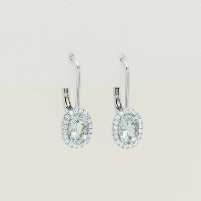 18ct White Gold Aquamarine Diamond Mini Sierra Earrings - Earrings - Walker & Hall