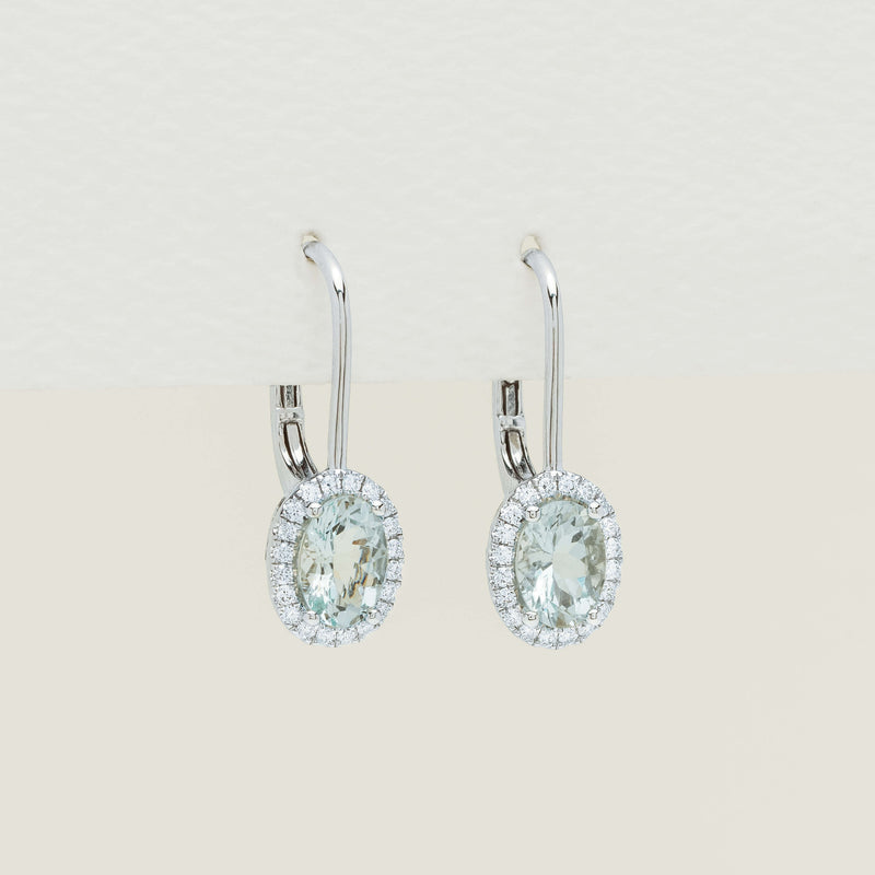 18ct White Gold Aquamarine Diamond Mini Sierra Earrings - Earrings - Walker & Hall