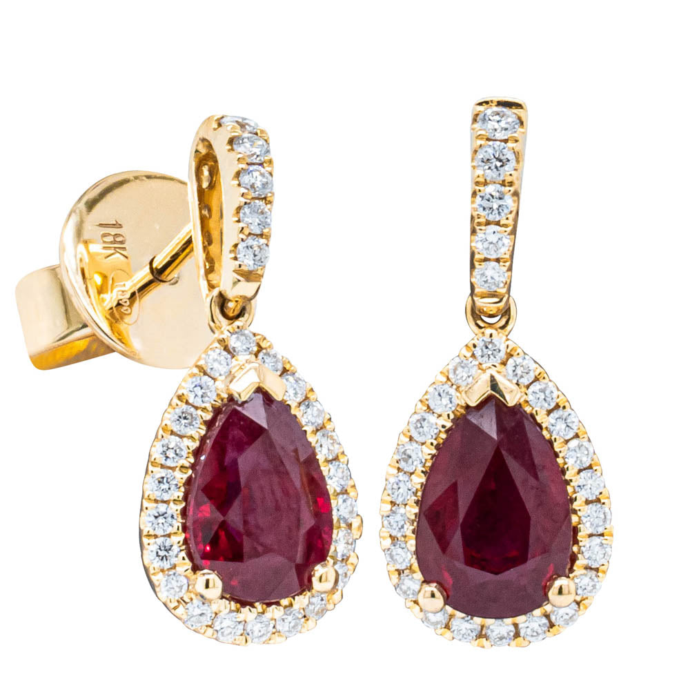 Ruby and diamond on sale earrings yellow gold