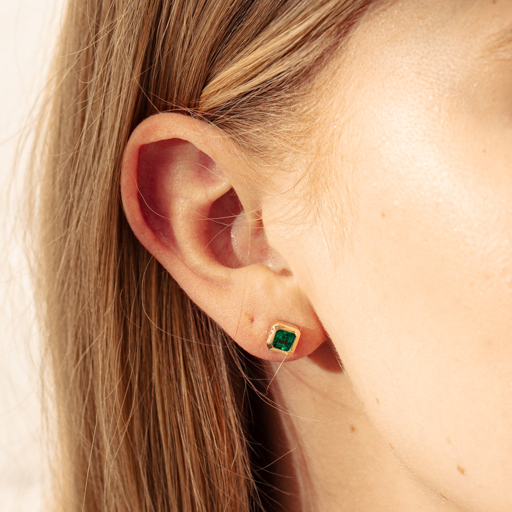 18ct Yellow Gold 1.45ct Emerald Earrings Walker Hall