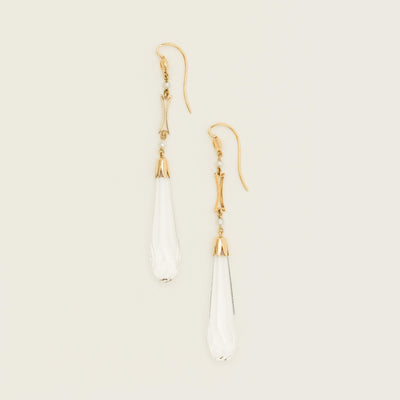 Vintage 15ct Yellow Gold Quartz Crystal Drop Earrings - Earrings - Walker & Hall