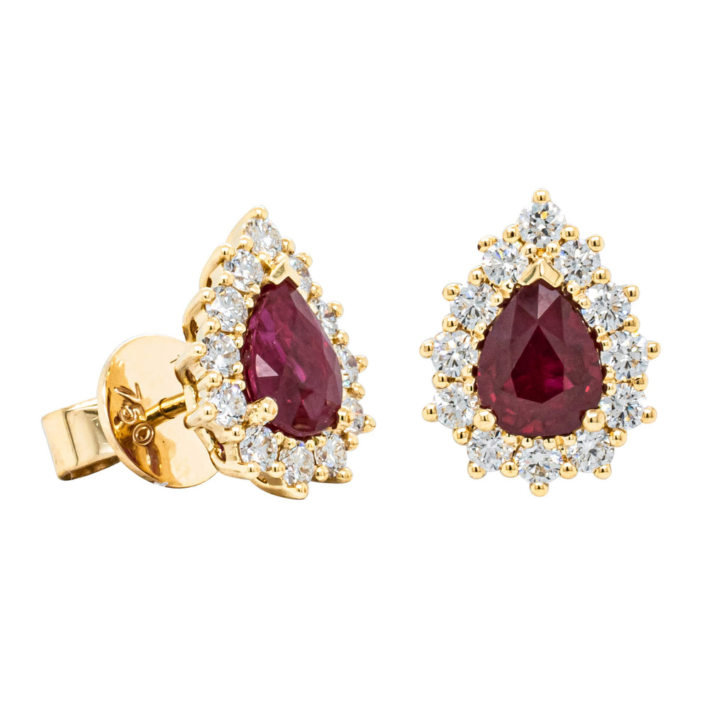 18ct Yellow Gold 2.09ct Ruby & Diamond Belle Earrings