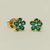 18ct Yellow Gold Emerald Forget-Me-Not Flower Earrings - Earrings - Walker & Hall