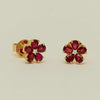 18ct Yellow Gold Ruby Forget-Me-Not Flower Earrings - Earrings - Walker & Hall
