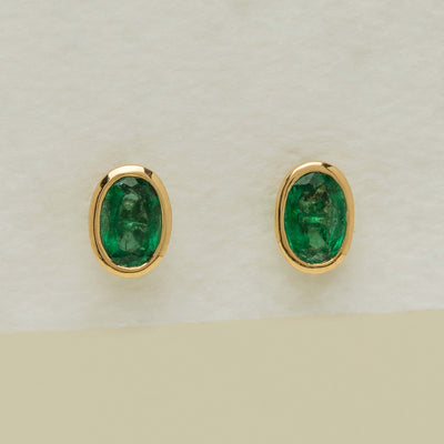 18ct Yellow Gold .80ct Emerald Natalia Stud Earrings - Earrings - Walker & Hall