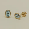 9ct Yellow Gold Aquamarine Rubover Set Stud Earrings - Earrings - Walker & Hall