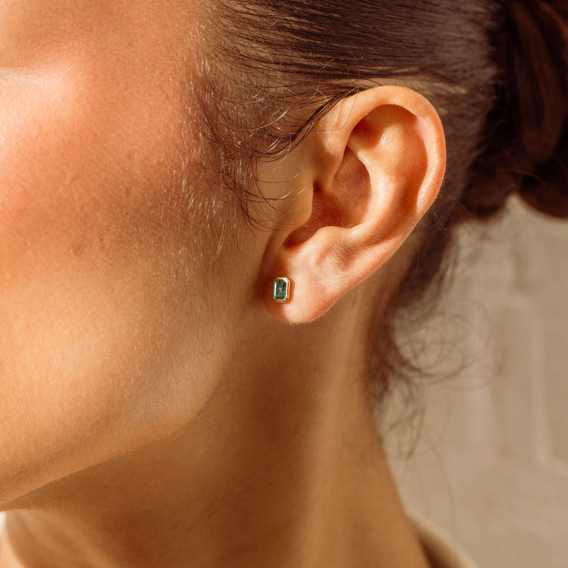 18ct Yellow Gold .59ct Emerald Natalia Stud Earrings - Earrings - Walker & Hall
