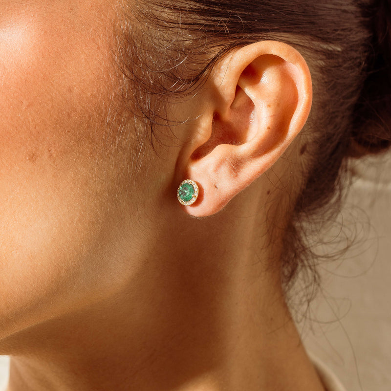 18ct Yellow Gold 1.56ct Emerald & Diamond Nina Earrings - Earrings - Walker & Hall